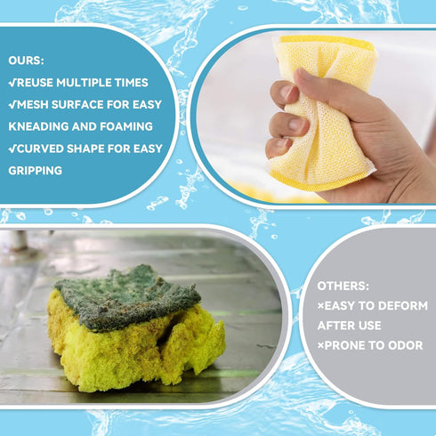 Scrubbing Pad - 12PCS Scrubbing Sponges for Home and Kitchen Scouring Pads Multiple Purpose for Washing Kitchen Stove,Dish,Bowl,Pot,Sink,Bathtub,C...