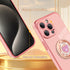 Compatible with iPhone 15 Pro Max Case with Stand, Luxury Cute Bling Double Ring Heart Kickstand Women Girls, Shockproof Soft TPU Plating Protecti...