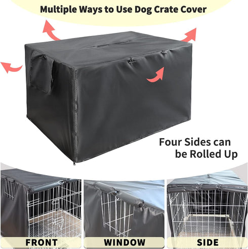 RICHIE Dog Crate Cover 24 inches - Durable UV Resist Waterproof Dog Kennel Cover, Crate Covers for Dog Cages with Double Doors and Air Vent Window...