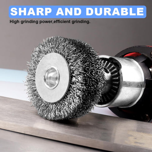 4 Pack 2 Inch Wire Brush Wheel for Drill, 0.0118" Coarse Crimped Carbon Steel Wire,1/4 Inch Round Shank, Wire Brush Drill Attachments,Heavy Duty W...