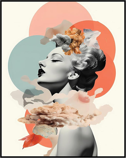 Posterizer 1 pcs-surreal sunset aesthetic womans collage-Landscape & Nature Art-Abstract & Modern Art-Gift for Art Lovers-Decor for Home & Office-...