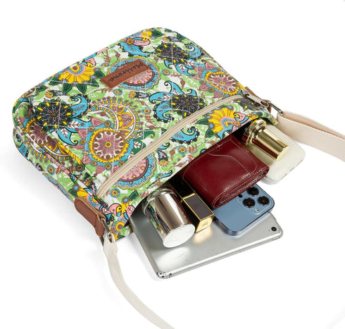 Malirona Women 's Durable Floral Crossbody Bag Canvas Messenger Handbag Multi Pocket Travel Satchel Purse...