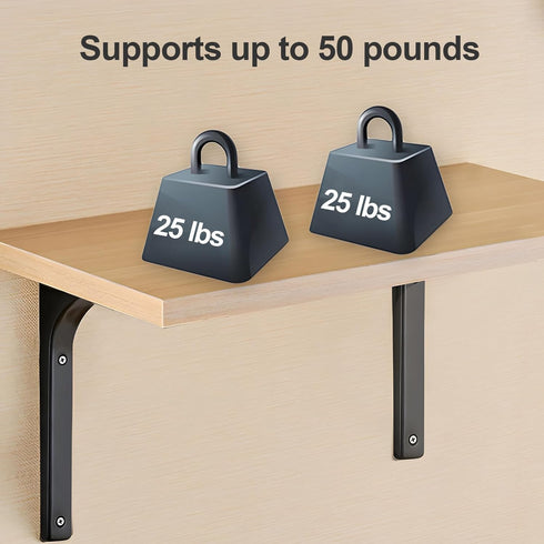 Metal Shelf Brackets, 4 x 4 Inch Heavy Duty L Hanging Angle Brackets, Iron Wall Bracket for Countertop Support, Corner Brace Joint, Black, 4 PCS...