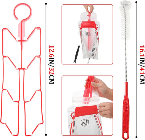 2 Packs Hydration Bladder Cleaning Kit, 8 in 1 Water Bladder Cleaning Brush Kit includes Flexible Long Bladder Brush for Hose Small Bite Valve Bru...