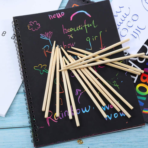 SATINIOR 100 Pieces Heavy Duty Wood Stylus Tools for Scratch Wooden Art Stylus Stick 5.5 Inch in Length...