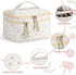Quilted Makeup Bag, Cotton Cosmetic Bag with Handle Double Layer Travel Toiletry Bag for Women Cute Aesthetic Floral Makeup Bag (Double Cherry)...