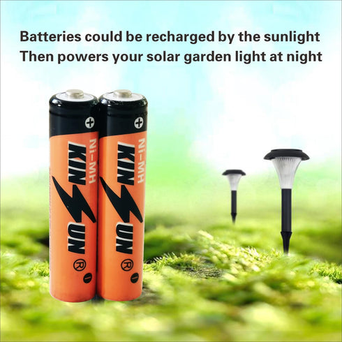 KINSUN AAA 700mAh 1.2V NiMH Rechargeable Batteries for Outdoor Solar Garden Lights Landscape Pathway Driveway Walkway Backyard Patio Lawn Porch Fe...