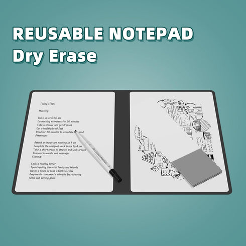 Portable Dry Erase Board,Reusable Whiteboard Notebook, Double-Sided White board PU cover 9.5"x6.6" with marker,wipe cloth (Pink)...