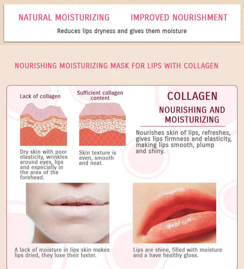 Lip Mask, 30PCS Collagen Crystal Pink Lip Care Gel Pads Treatment, Moisturizing Anti-Wrinkle Anti-Aging Firm Hydrate Lips, Remove Dead Skin Moistu...
