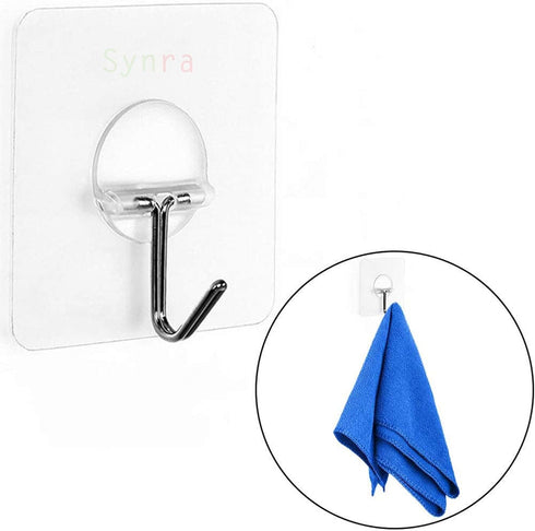 Wall Hooks, Transparent Adhesive Hangers, Rotatable Stainless Steel Hooks, Easy Installation & Reusable, Works on Ceramic, Marble, Glass, Metal (S...