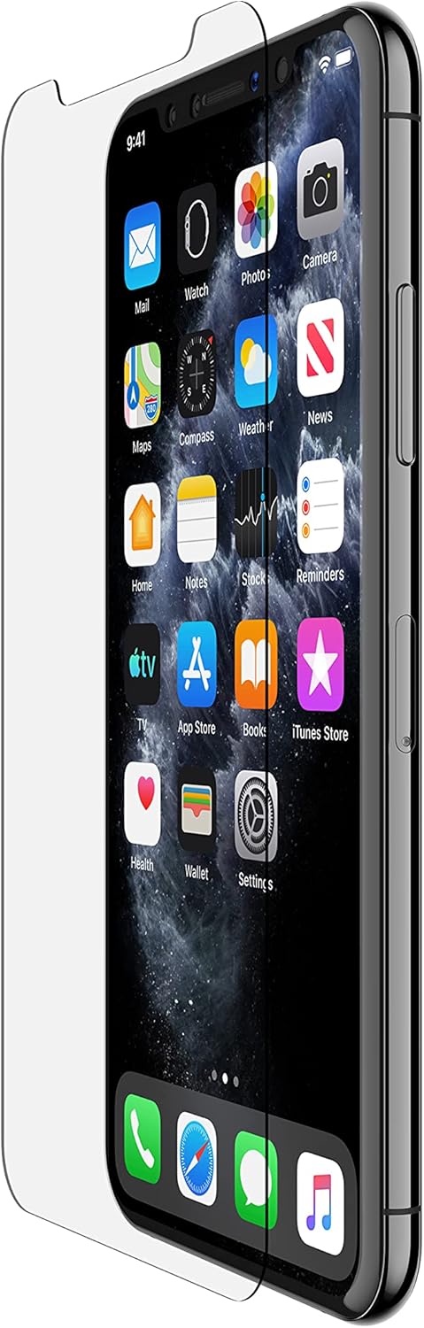 Belkin Screen Protector for Apple iPhone 11 Pro, iPhone XS or iPhone X with Antimicrobial-Treated Coating and Included Easy Align Tray for Simple,...