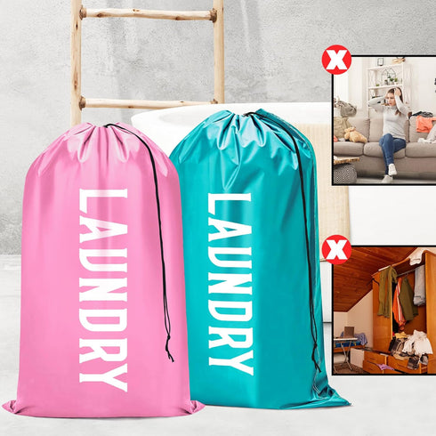 Fiodrimy 2 Pack XL Travel Laundry Bag, Machine Washable Dirty Clothes Organizer, Large Enough to Hold 4 Loads of Laundry, Easy Fit a Laundry Baske...