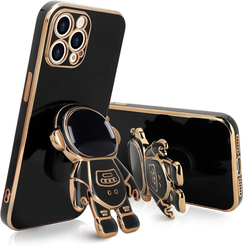 Compatible with iPhone 13 Pro Case Cute, 3D Astronaut Stand Shockproof Camera Protection Space Kickstand Soft Plating Cover for Apple iPhone 13 Pr...