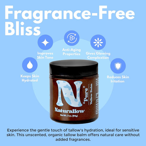 Grass Fed & Finished Tallow Skincare - Fragrance-Free Tallow Moisturizer & Skin Care - Tallow Balm For Dry Skin - Unscented Tallow Balm - Multi-Pu...