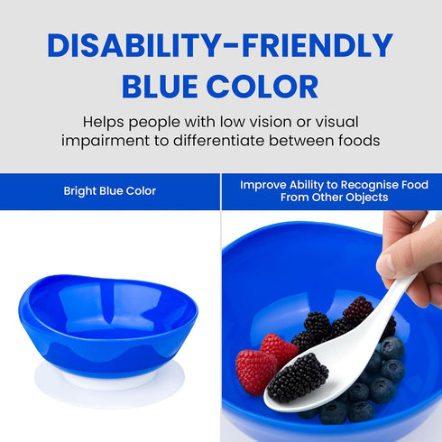 2Pack Spill Proof Scoop Bowl with Non-Skid Suction Base, Adaptive Self-Feeding Dinnerware for Elderly and Disabled...
