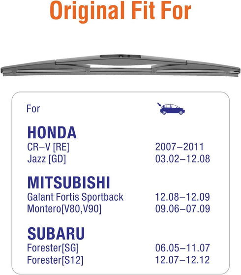Genuine Rear Wiper Blades for Honda CRV CR-V 2007 2008 2009 2010 2011, 14"+14" (2 Pack) OEM 76730-SFA-003, Compatible for Honda Fit Pilot/Subaru T...