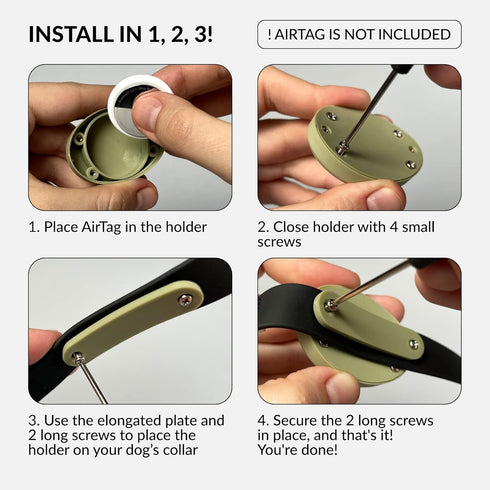 Airtag Holder for Dog Collar - Waterproof and Durable Protective Case for Airtag Tracker - Dog Airtag Holder Fits All Widths of Dog and Cat, Pet C...