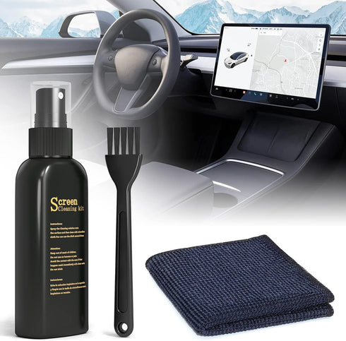 Car Screen Cleaner, Car Touch Screen Cleaner, Car Screen Cleaner Tool - Screen Cleaner Spray and Wipe Brush for Tesla Cleaner and All Screens, EV ...
