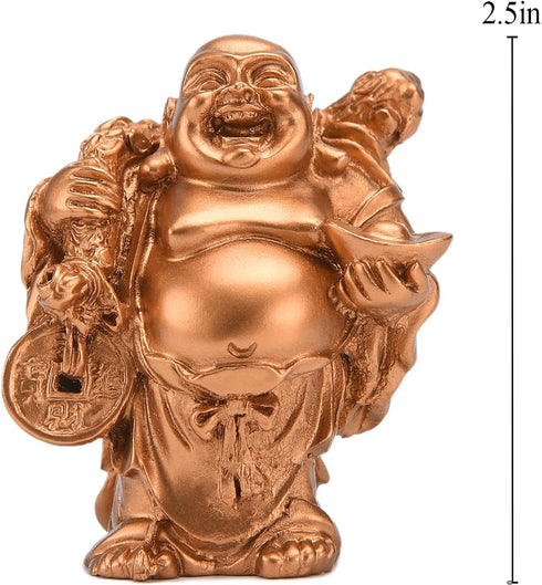 BRABUD 6pcs Resin Statue Laughing Buddha Statue Lucky Happy Buddha Figurines Feng Shui Decoration (2.5'' Gold)...