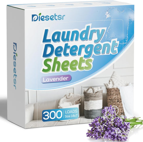 Laundry Detergent Sheets 300 Sheets,Diesetsr Laundry Sheets Detergent ECO-friendly,Travel Laundry Detergent Sheets,Laundry Sheets Plastic-Free,Tra...