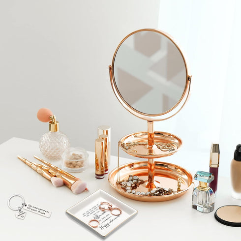 Weewooday Retirement Gifts for Women: Jewelry Tray, Makeup Bag & Keyring Gift Set for Coworkers...