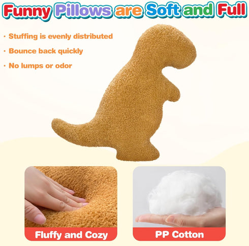 Dino Nugget Pillow for Birthday Gifts, Dinosaur Chicken Nuggets Plush Funny Gifts for Boys Girls, Plush Nuggets Dinosaur Stuffed Animal, Dino Pill...