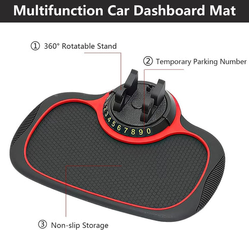 Multifunction Car Anti-Slip Mat Auto Phone Holder, Dashboard Mat with Phone Holder for Car, Universal Car Phone Mount Silicone Car Pad Mat for Pho...