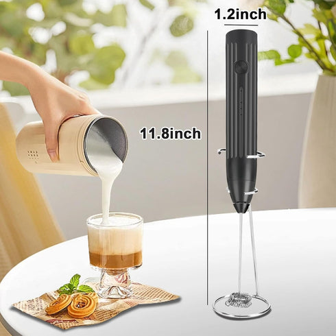 Electric Milk Frother for Coffee, Frother Handheld Rechargeable Electric Whisk with 2 Heads 3 Speeds Drink Mixer Coffee Frother Foam Maker For Lat...