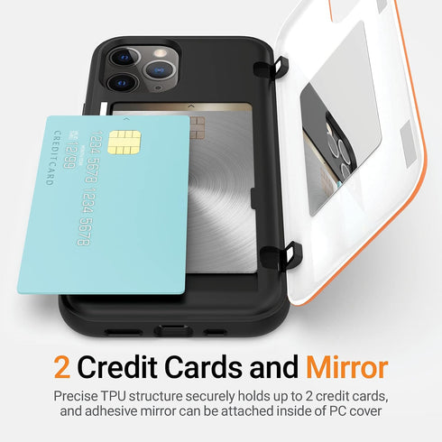JUST4YOU for iPhone 11 Pro Max Wallet Case with Card Holder Auto Magnetic Closure Hidden Mirror Bumper Cover (Orange) CS_BR_MD_I11PM_OR...