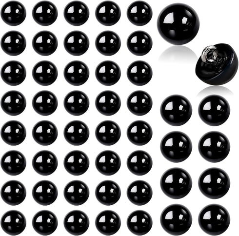 50Pcs 10mm Black Buttons, Round Pearl Buttons, Earl Decorative Buttons, Buttons for Sewing, Sewing Buttons, Half Ball Pearl Buttons Round Shape Pe...