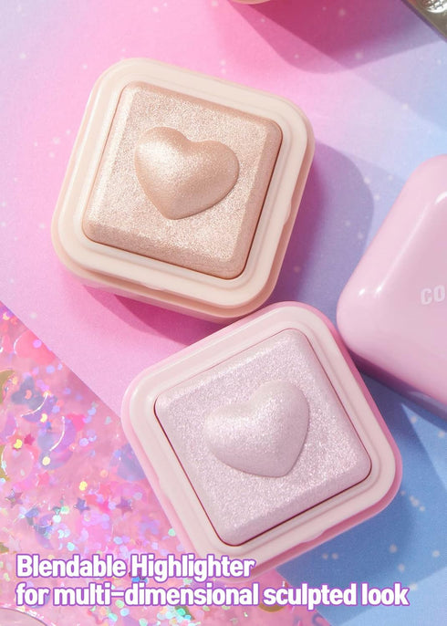 COLORGRAM Milk Bling Heartlighter 01 Peach Heart | Silky Smooth Versatile Creamy Highlighter with Shimmery Finish, Soft and Natural Glow Perfect f...
