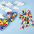 4Rolls 20Yards Autism Awareness Wired Ribbon Colorful Puzzle Fabric Ribbon for Gift Wrapping Bow Wreath Making Craft Supplies, 2.5 Inch/1.5 Inch...