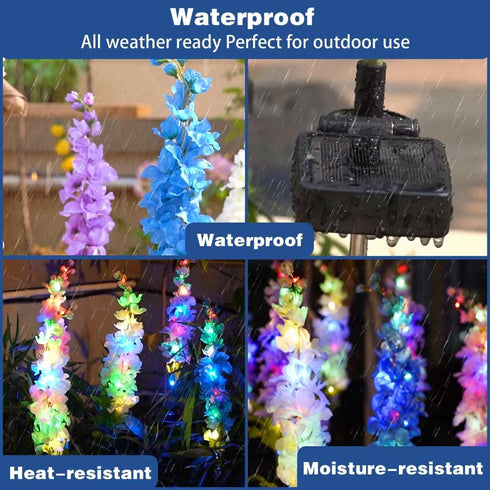 Solar Garden Lights - Newest Version Solar Delphinium Lights, Solar Lights Outdoor with 2 Lighting Modes,Yard, Patio, Pathway Garden Decoration, L...