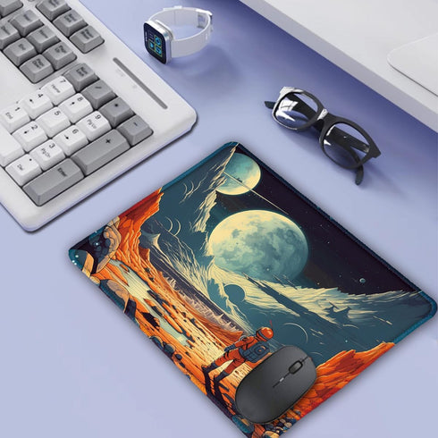 Space Themed Design, Vibrant Color Mouse Pad Travel Mouse Pad for Gaming Cloth Mouse Pad Laptop Mouse Pad, 26x21cm...
