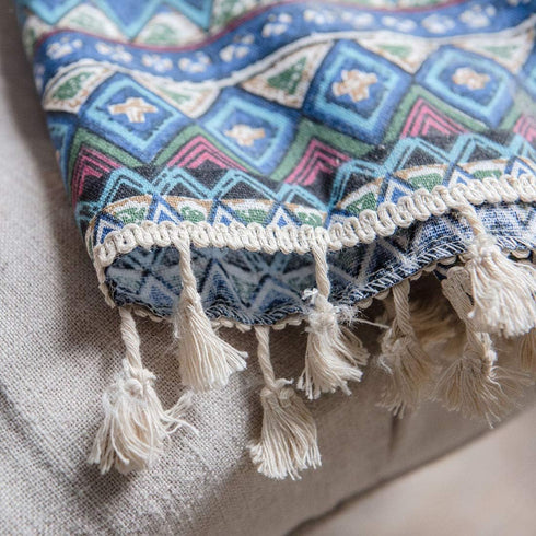 vctops Bohemian Cotton Linen Geometric Printed Window Curtain Panel with Tassels Rod Pocket Room Darkening Curtain Panel for Living Room Bedroom, ...