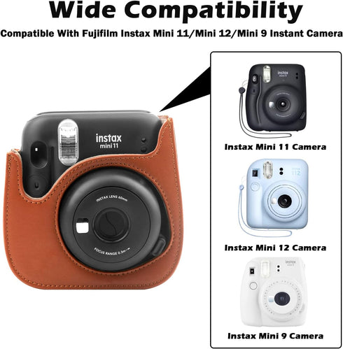 Protective Camera Case for Fujifilm Instax Mini 11 12 9 Instant Camera with Instax Mini Album, Photo Album for Fujifilm Instax Mini Camrea, PU Lea...
