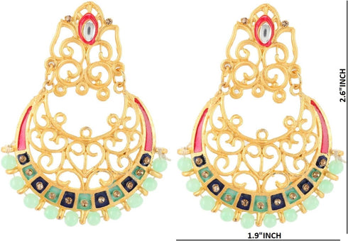 Efulgenz Indian Earrings for Women Indian Bollywood Crystal Rhinestone Faux Pearl Peacock Dangle Bridal Wedding Chandbali Earring Set Jewelry....