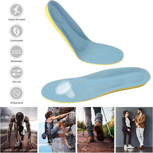 Shoes Inserts Memory Foam Insoles Shock Absorption Pain Relief Plantar Fasciitis Arch Supports Breathable PU Sports Feet Insoles for Men Women and...