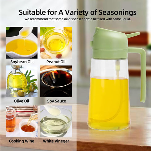 Oil Sprayer for Cooking 16oz, 2 in 1 Olive Oil Dispenser and Oil Sprayer - 470ml Olive Bottle Spray and Pour - Olive Glass Oil Dispenser for Kitch...