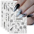JMEOWIO 10 Sheets Glitter Flower Butterfly Leaves Nail Art Stickers Decals Self-Adhesive Pegatinas Uñas Black White Nail Supplies Nail Art Design ...