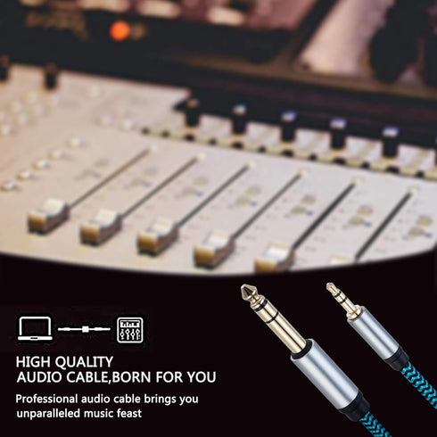 3.5mm to 6.35mm TRS Stereo Audio Cable 6.6ft 1/8 to 1/4 Stereo Cable 6.35mm 1/4" Male to 3.5mm 1/8" Male Bidirectional Cable for Guitar, Piano, Am...