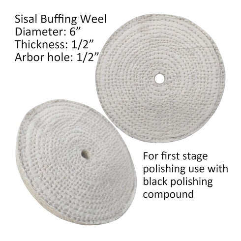 6PC 6 Inch Stainless Steel Polishing Buffing Wheel Kit for Bench Grinder,kit with Each 1PC 1/2 Inch Arbor Hole Sisal/Denim/Cotton Wheel and Each 1...