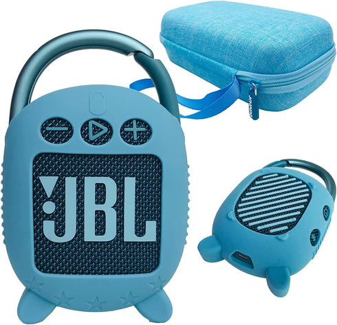 JCHPINE Silicone Cover & Hard Case for JBL Clip 4 Portable Bluetooth Speaker, Water Resistant Speaker Accessory, Shockproof, Dustproof, Blue...