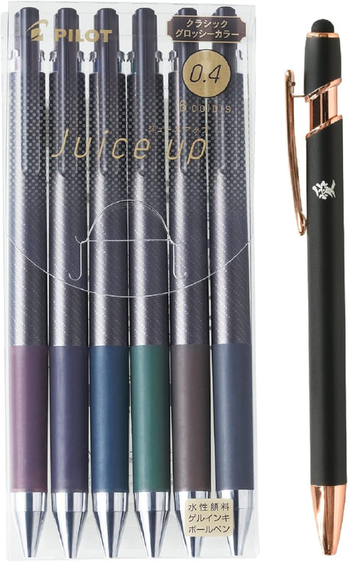 Pilot Retractable Gel Ink Pen 0.4mm Ultra Fine Point Glossy Color 6 Colors Set (LJP120S4-6CCG) With Original Stylus Ballpoint Touch Pen......