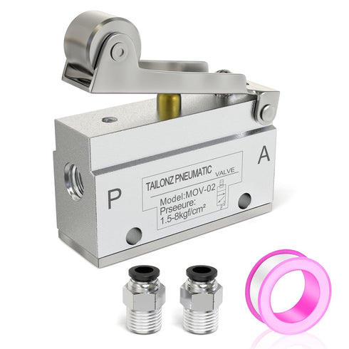 TAILONZ PNEUMATIC 2 Position 2 Way 1/8 Inch roller pneumatic mechanical valve Normally closed roller type on-off valve MOV-02...