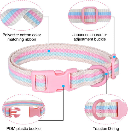 Polyester Dog Collar for Small Medium Large Dogs, Soft Basic Dog Collars Fancy Adjustable Dog Collars with Quick Release Safety Buckle...