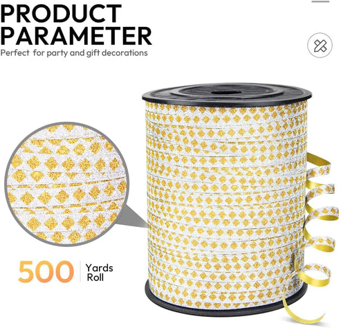 500 Yards Shiny Glitter Curling Ribbon with Spool, 1/5" Curly Ribbons - Perfect for Gift Wrapping, Florist Flowers, Birthday Party Decorations, an...