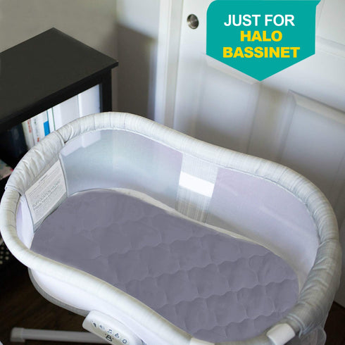 Bassinet Mattress Cover Compatible with Halo Bassinest Swivel Sleeper Bassinet Mattress Pad, 2 Pack, Microfiber, Waterproof and Soft, Grey...
