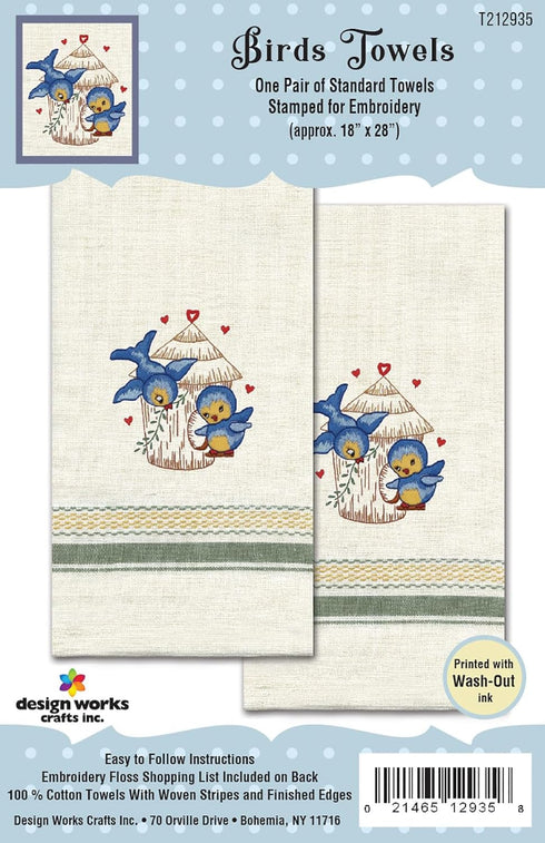 Tobin T212935 Stamped Kitchen Towel for Embroidery, Bird......