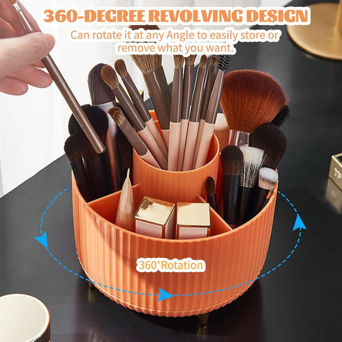 CenYouful Makeup Brush Holder Organizer,5 Slot 360° Rotating Make up Brushes Cup, Makeup Organizer Countertop for Cosmetics, Nail Polish, Art Supp...